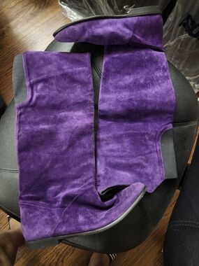 Purple Suede Knee-High Boots